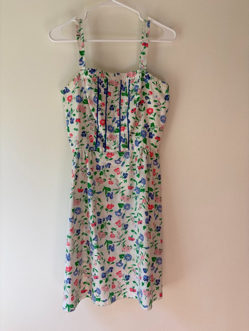 Vintage Sea Waves Floral Pintuck Sundress